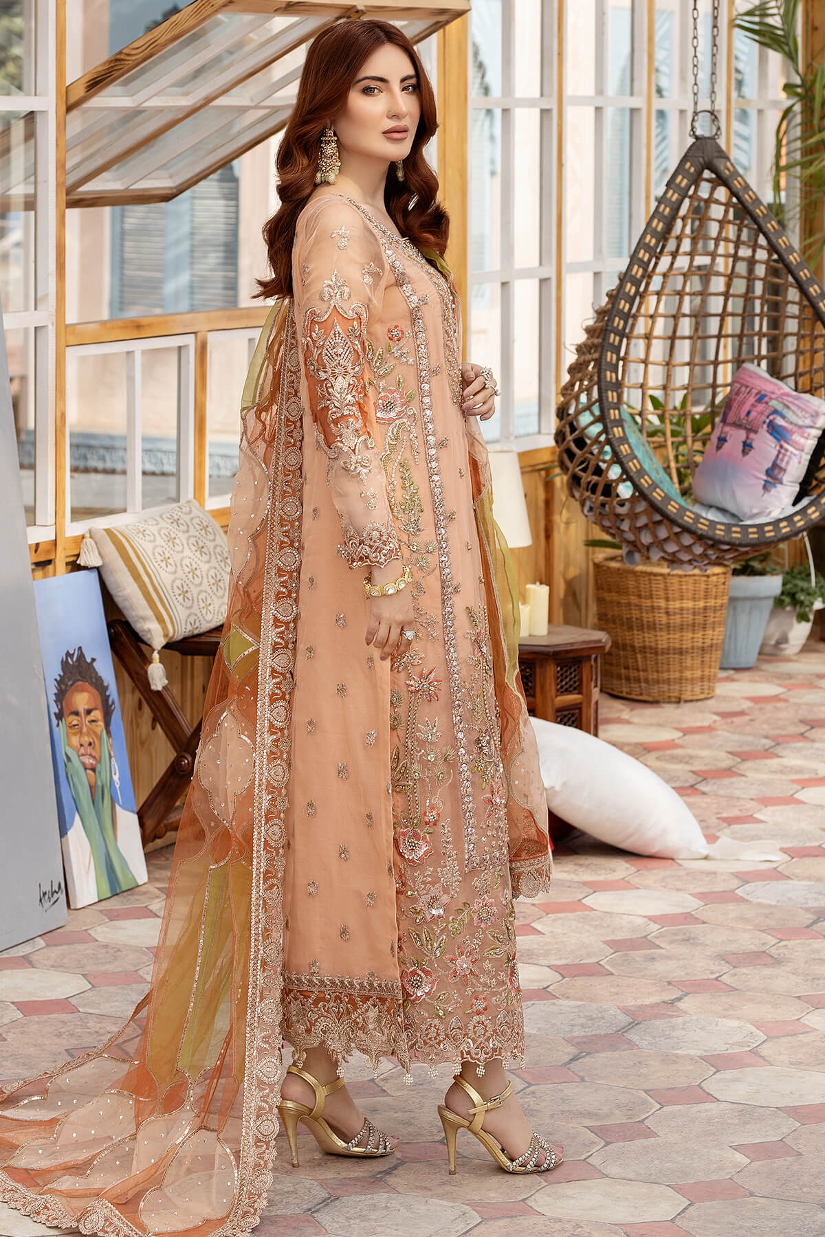 Imrozia Embroidered Organza 3 Piece Suit I-177