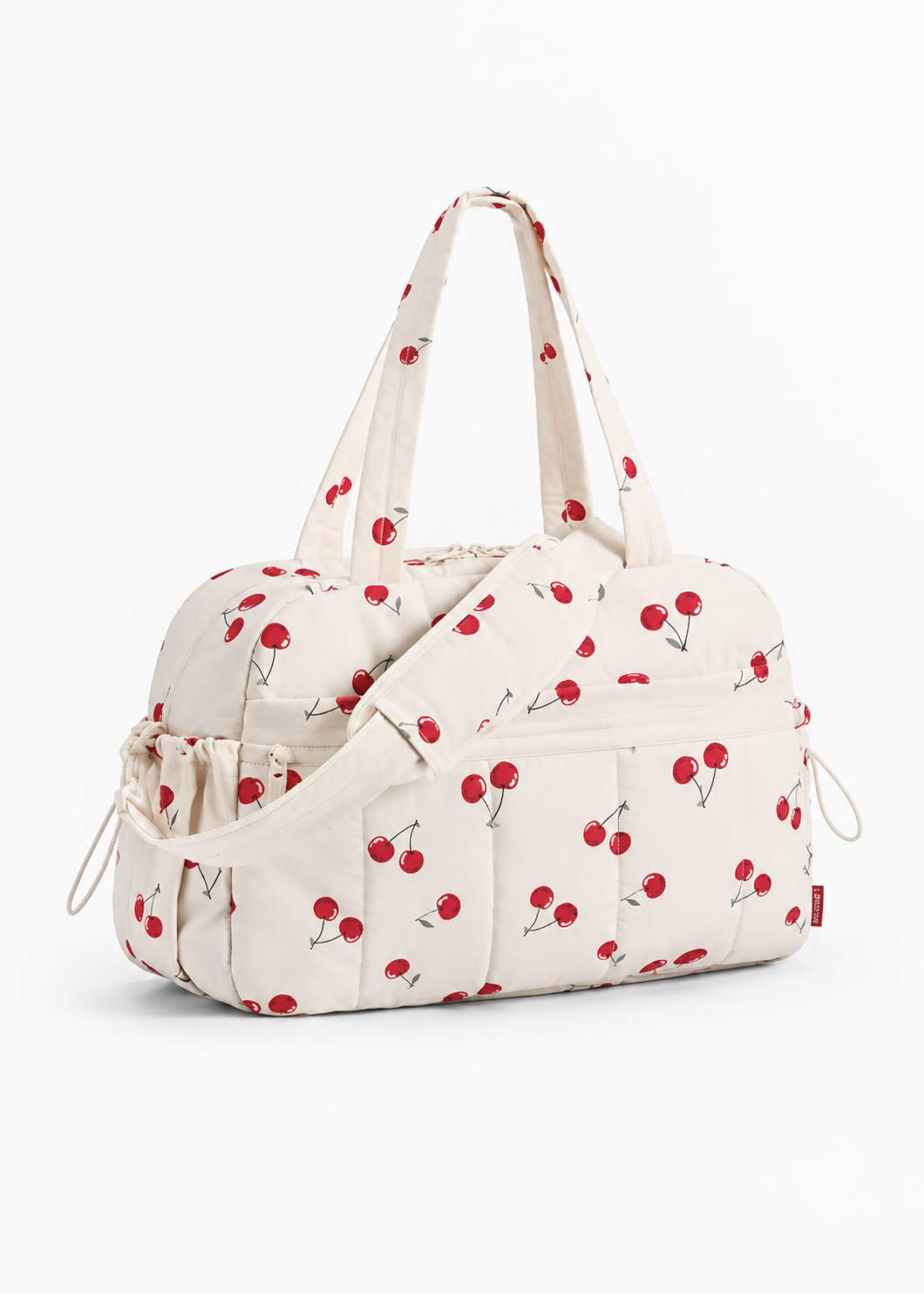 BAGSMART 24L Women’s Cherry Print Gym & Travel Bag with Wet Pocket – Weekend Overnight Cabin Holdall with Trolley Sleeve