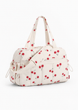BAGSMART 24L Women’s Cherry Print Gym & Travel Bag with Wet Pocket – Weekend Overnight Cabin Holdall with Trolley Sleeve