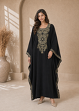 F-Black Women’s Embroidered V-Neck Kaftan Maxi Dress – Beach Cover-Up