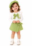 Baby Girl 3 Piece Outfit Set with Ruffle Top, Bow Dress and Hat