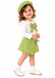 Baby Girl 3 Piece Outfit Set with Ruffle Top, Bow Dress and Hat