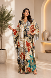 Blue Red Chain Women's Boho Kaftan Dress – V Neck Maxi Beach Cover Up Summer Kaftan