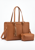 Brown Women’s 15.6-Inch Laptop Tote Bag with Makeup Pouch