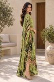 Women’s Green Aztec-Print Plus-Size Kaftan Beach Cover-Up