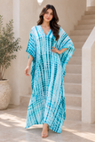 Women’s Blue Aztec-Print Plus-Size Kaftan Beach Cover-Up
