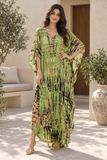 Women’s Green Aztec-Print Plus-Size Kaftan Beach Cover-Up