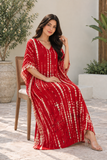 Women’s C-Red Aztec-Print Plus-Size Kaftan Beach Cover-Up
