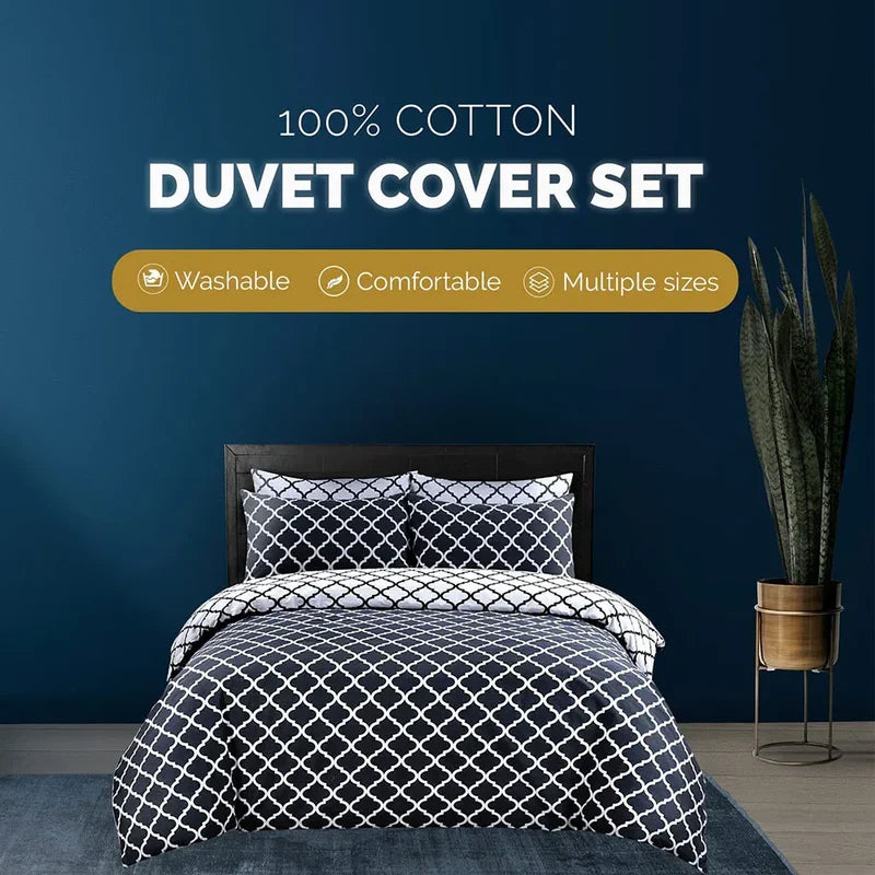 Spades Printed Black Duvet Cover Set - 100% Cotton for a Stylish Bed