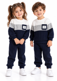 Toddler Unisex Contrast Sweatshirt and Ribbed Trousers Set