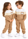 Toddler Unisex Contrast Sweatshirt and Ribbed Trousers Set