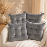 Velvet Seat Pad for Armchairs 40x40 with Ties Thick Armchair Pad