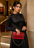 Miss Lulu Red Sequin Clutch Bag with Chain Strap