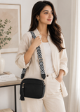 Women's Black Faux Leather Crossbody Bag
