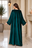 Women's Dark Green Embroidered Beach Kaftan Maxi Cover Up