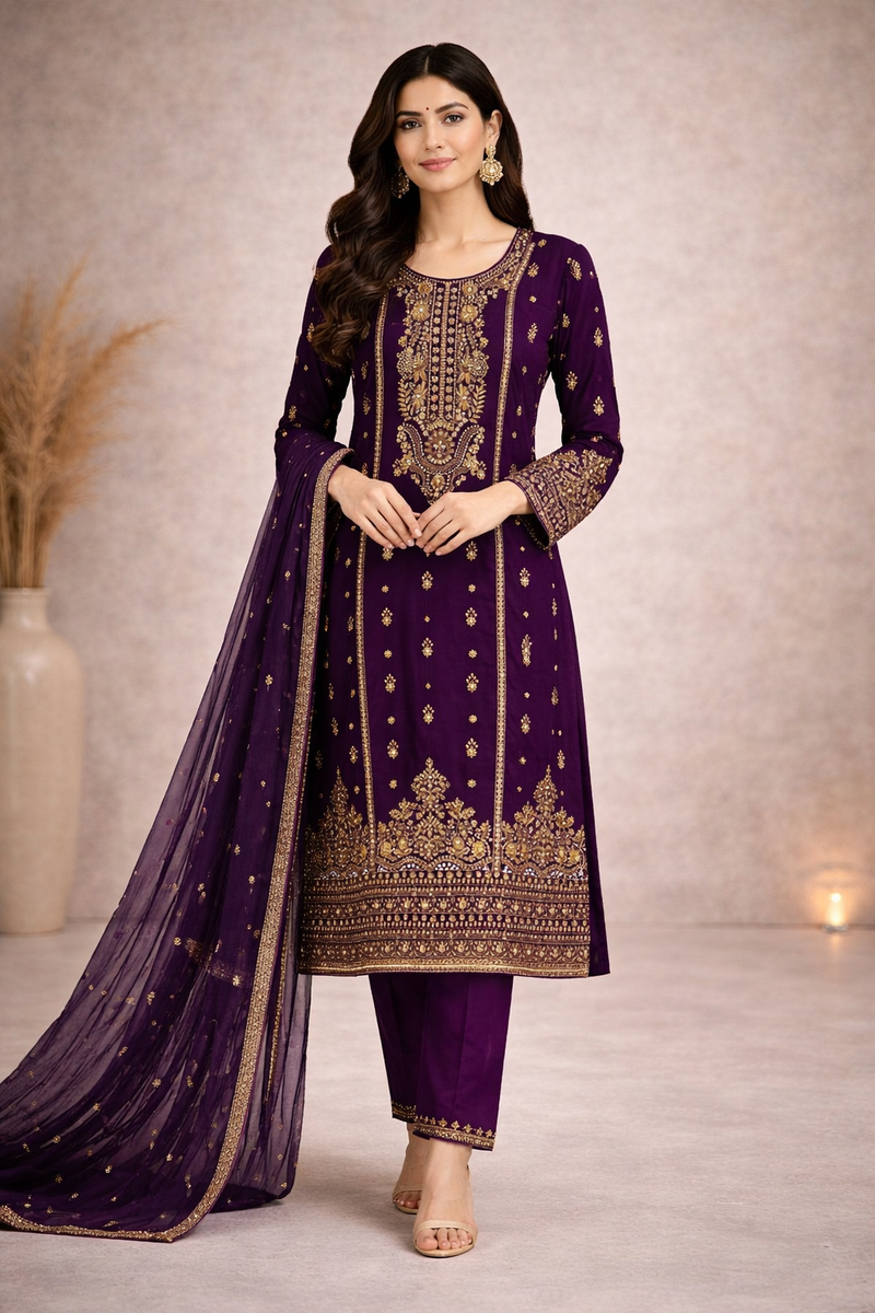 Baba Posh Embroidered Chiffon 3PC Suit BP-14