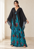 Women’s F-Peacock Print Plus-Size Kaftan Beach Cover-Up