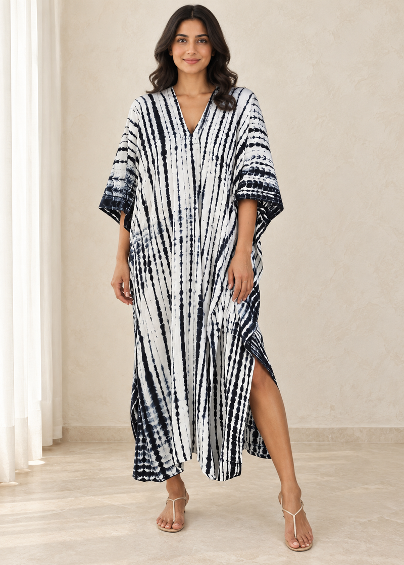 Women’s Black Rayon Oversized Maxi Kaftan Dress – One Size