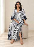Women’s Black Rayon Oversized Maxi Kaftan Dress – One Size