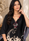 Women’s Black & Red Bohemian Oversized Maxi Kaftan Dress – One Size