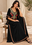 Black Embroidered Women's Kaftan Maxi Dress – Boho Beach Cover Up
