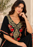 Black Embroidered Women's Kaftan Maxi Dress – Boho Beach Cover Up