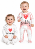 Baby Cotton Footed Sleepsuits 2 Pack – I Love Mummy & Daddy