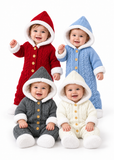 Baby Hooded Knitted Romper with Fleece Lining