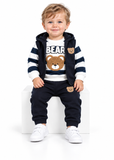 Baby Boy Bear Embroidered Sweatshirt, Hooded Vest and Trousers Set