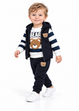 Baby Boy Bear Embroidered Sweatshirt, Hooded Vest and Trousers Set