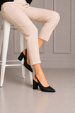 Women's Black Block Heel Slingback Court Shoes G-285-1