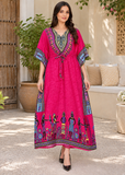 Women’s V-Neck Batwing-Sleeve Maxi Kaftan Dress – One Size