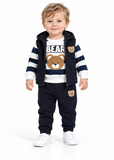 Baby Boy Bear Embroidered Sweatshirt, Hooded Vest and Trousers Set