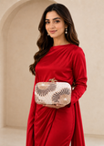 Women’s Beaded Rhinestone Evening Clutch Bag with Chain