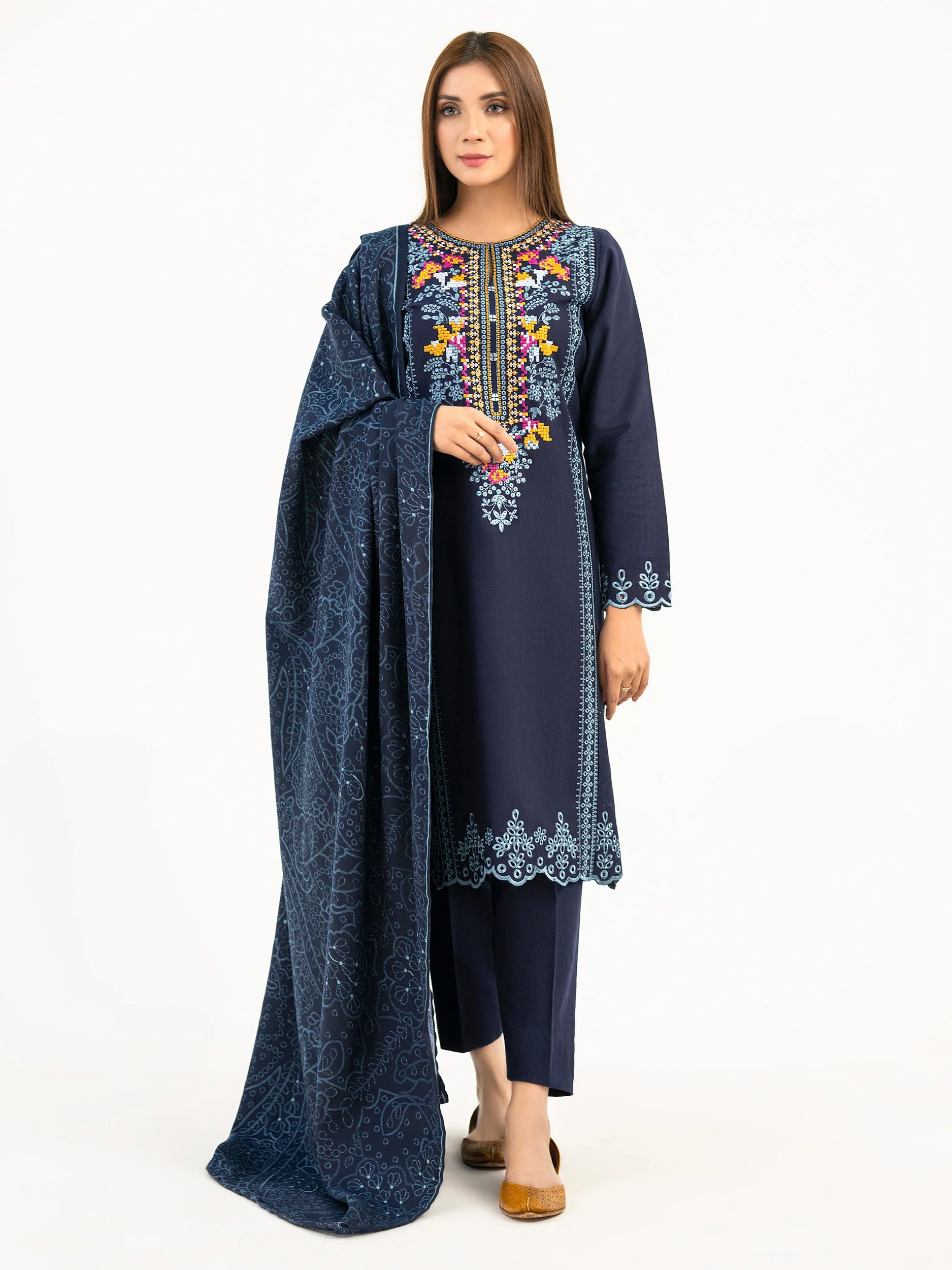 Lime Light Embroidered Khaddar 3 Piece Suit LM-15