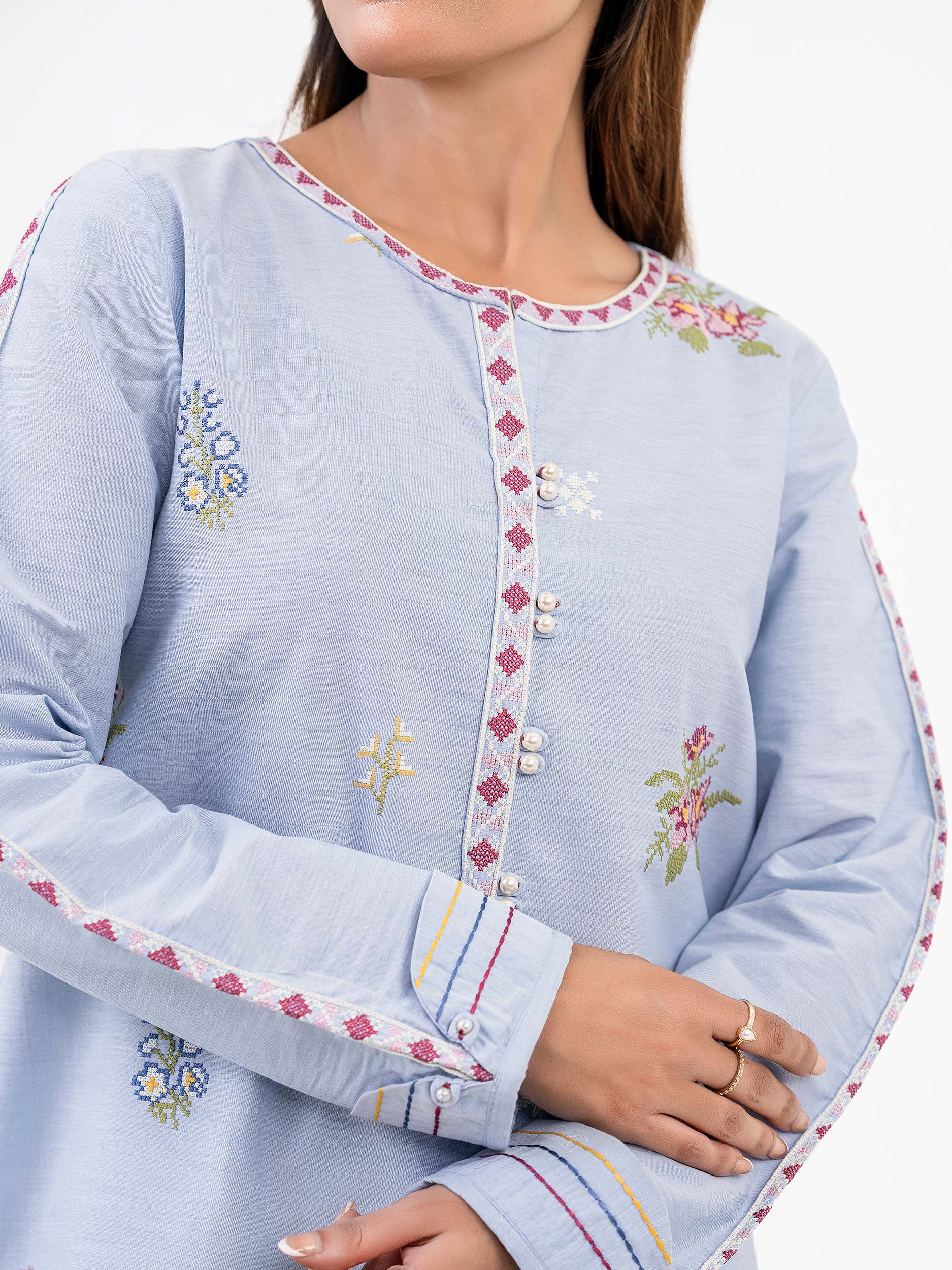Lime Light Embroidered Dyed Yarn Shirt LM-01