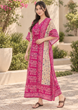 Pink Elephant Print Kaftan for Women – V Neck Batwing Sleeve Beach Cover Up
