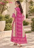 Pink Elephant Print Kaftan for Women – V Neck Batwing Sleeve Beach Cover Up