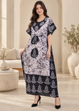 Women’s 100% Cotton Batik Maxi Kaftan Dress with Drawstring Waist