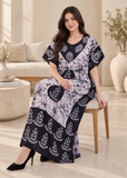 Women’s 100% Cotton Batik Maxi Kaftan Dress with Drawstring Waist