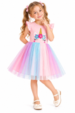 Girls Unicorn Ruffle Tulle Tutu Dress – Summer Party Dress 3–8 Years