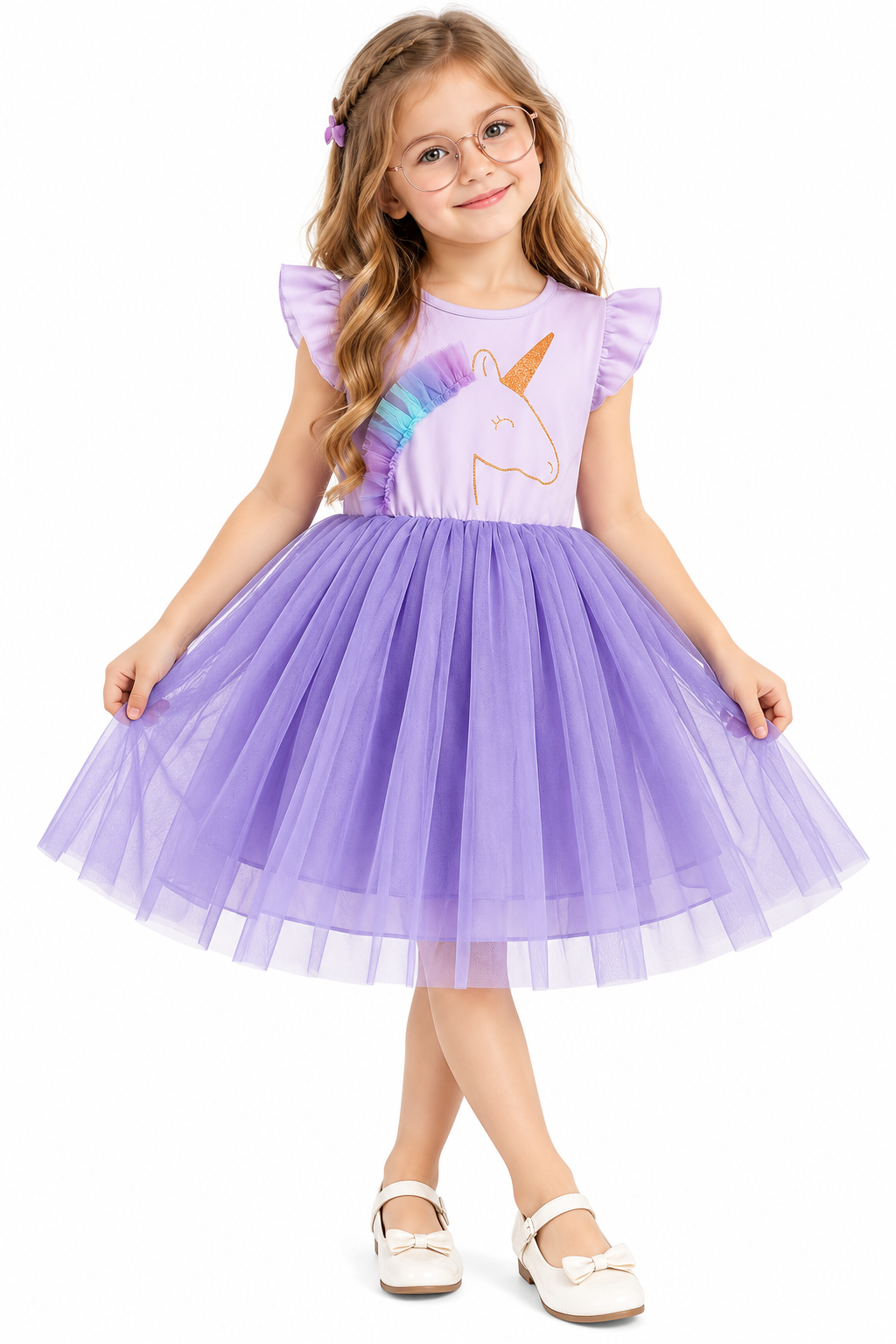 Girls Unicorn Ruffle Tulle Tutu Dress – Summer Party Dress 3–8 Years