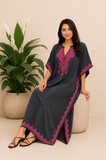 Women’s Embroidered Floral Kaftan Dress – Boho Long Beach and Bikini Cover-Up Robe
