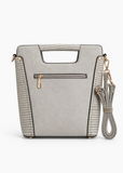 Faux Crocodile Rock N Roll V Handbag - Grey