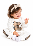 Baby Unisex Checked Bear Sweatshirt and Trousers Set