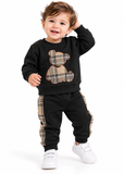 Baby Unisex Checked Bear Sweatshirt and Trousers Set