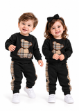 Baby Unisex Checked Bear Sweatshirt and Trousers Set