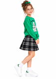 Girls 2 Piece Sweatshirt & Retro Plaid Skirt Outfit Set – 7–13 Years