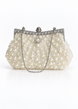 HONGCI Faux Off White Pearl Rhinestone Clutch Bag – Women’s Bridal Wedding and Prom Evening Handbag