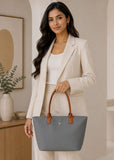 KALIDI Bluegrey Large Nylon Tote Bag for Women with Zip – Waterproof Lightweight Shoulder Handbag